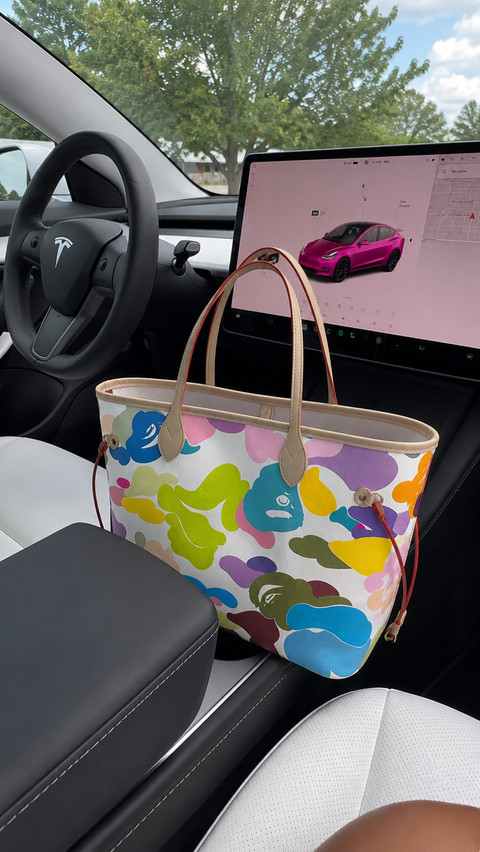 Multicolor large tote bag
