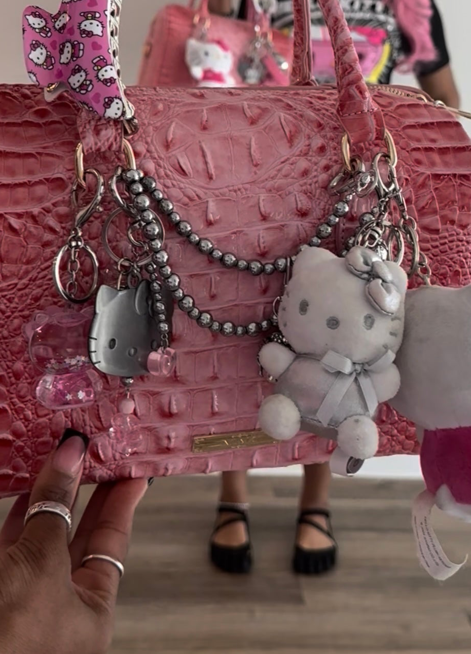 Silver Beaded Bag Charm