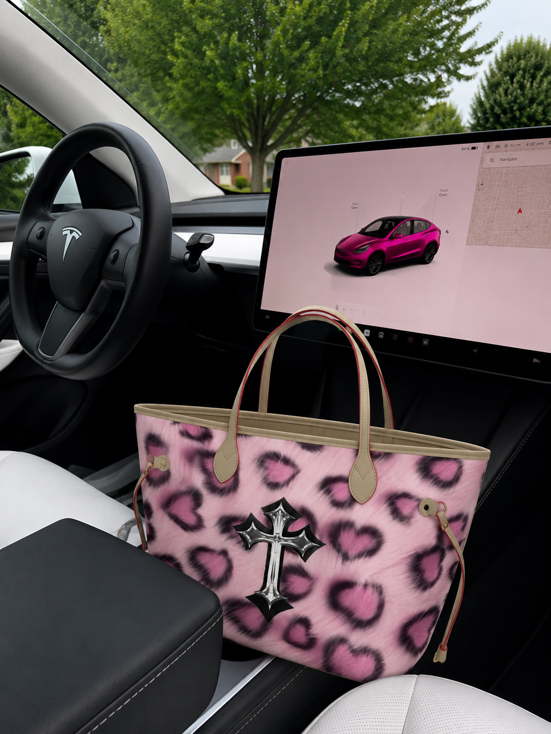 Heart cross large tote bag