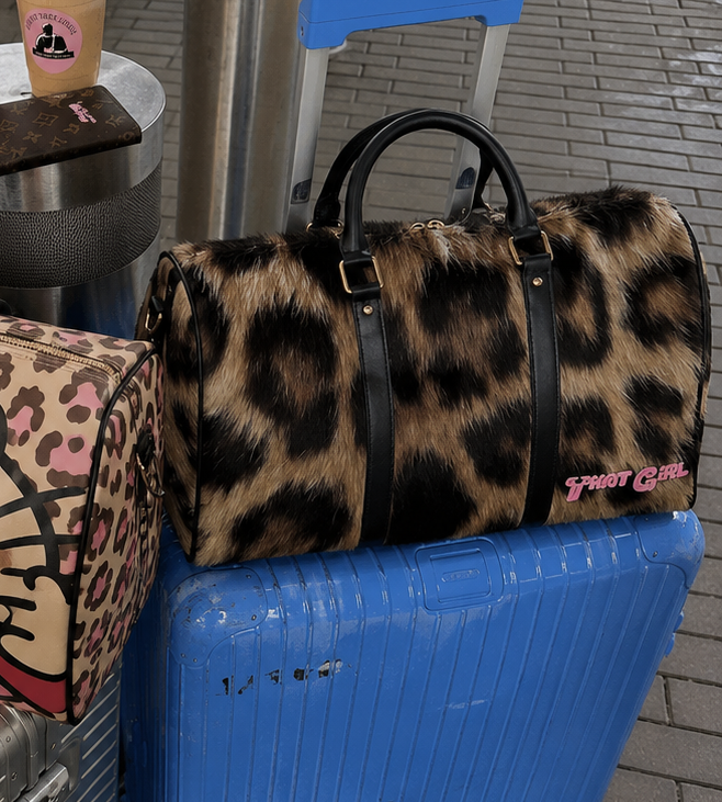 Cheetah print duffel bag